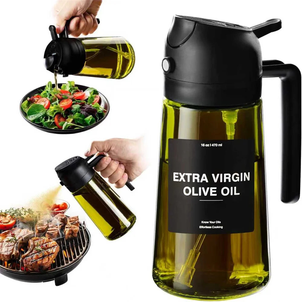 470ML 2-in-1 Glass Olive Oil Sprayer & Dispenser Bottle for Cooking
