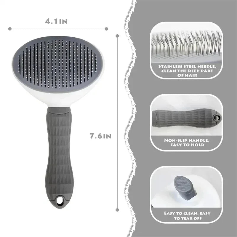 Self-Cleaning Pet Grooming Brush for Dogs & Cats Hair Removal
