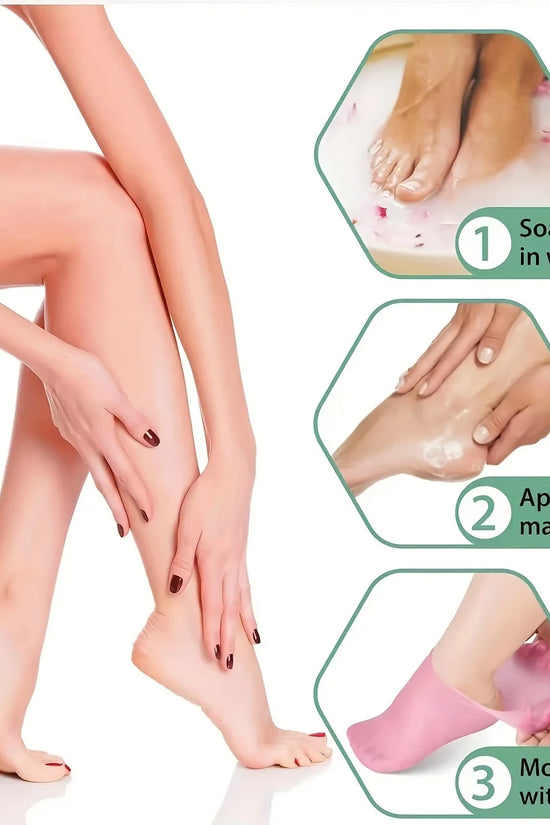 2 Pack Silicone Moisturizing Socks for Dry Cracked Feet