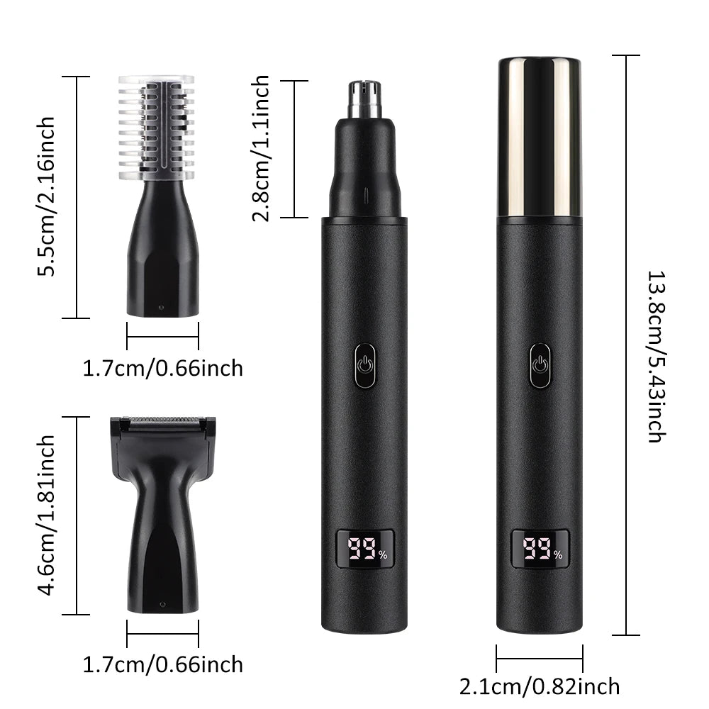 3-in-1 Rechargeable Nose Hair Trimmer with Facial Grooming Heads