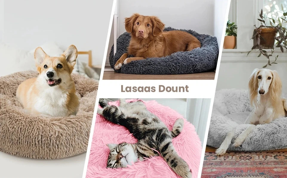 40-90CM Round Plush Pet Bed for Dogs & Cats, Soft Warm Sleeping Bed in 6 Sizes
