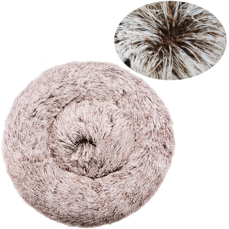 40-90CM Round Plush Pet Bed for Dogs & Cats, Soft Warm Sleeping Bed in 6 Sizes