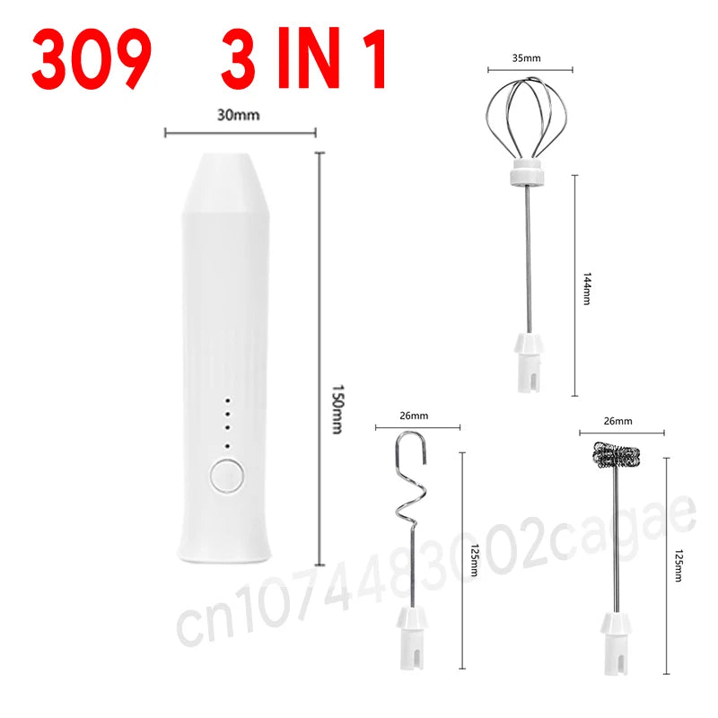USB Rechargeable 3-Speed Handheld Milk Frother & Egg Beater