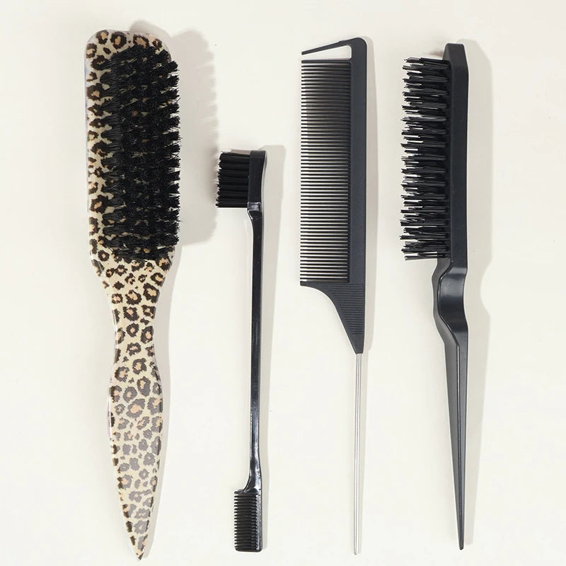 Slick Back Bristle Hair Brush for Ponytail, Bun & Flyaway Control