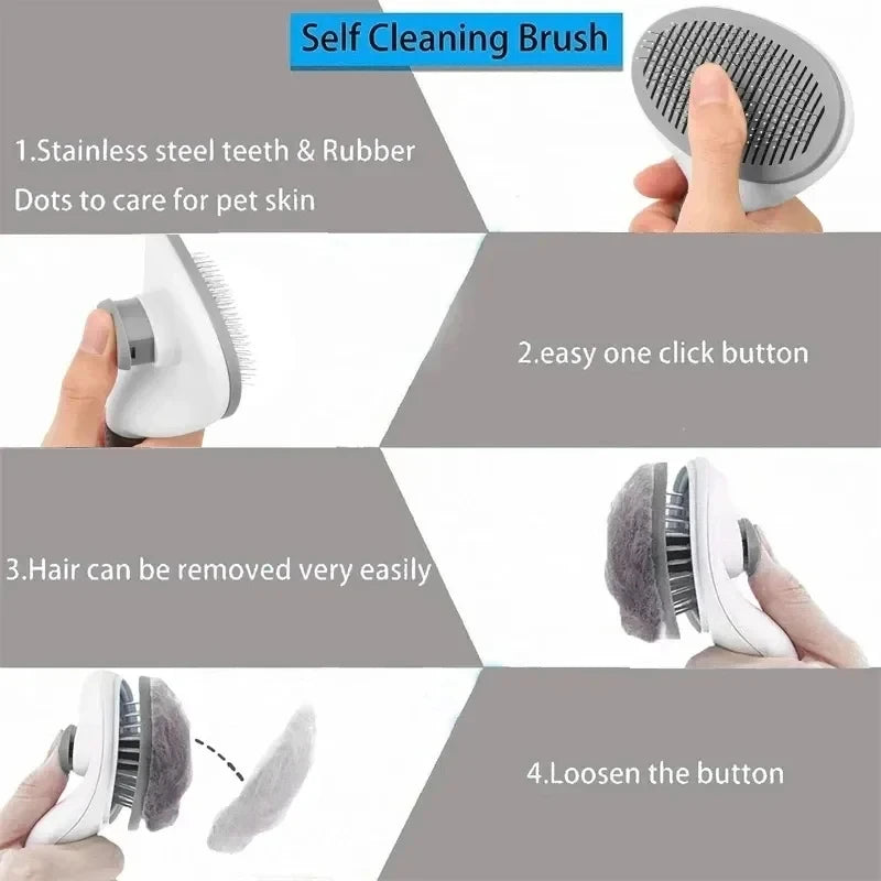 Self-Cleaning Pet Grooming Brush for Dogs & Cats Hair Removal