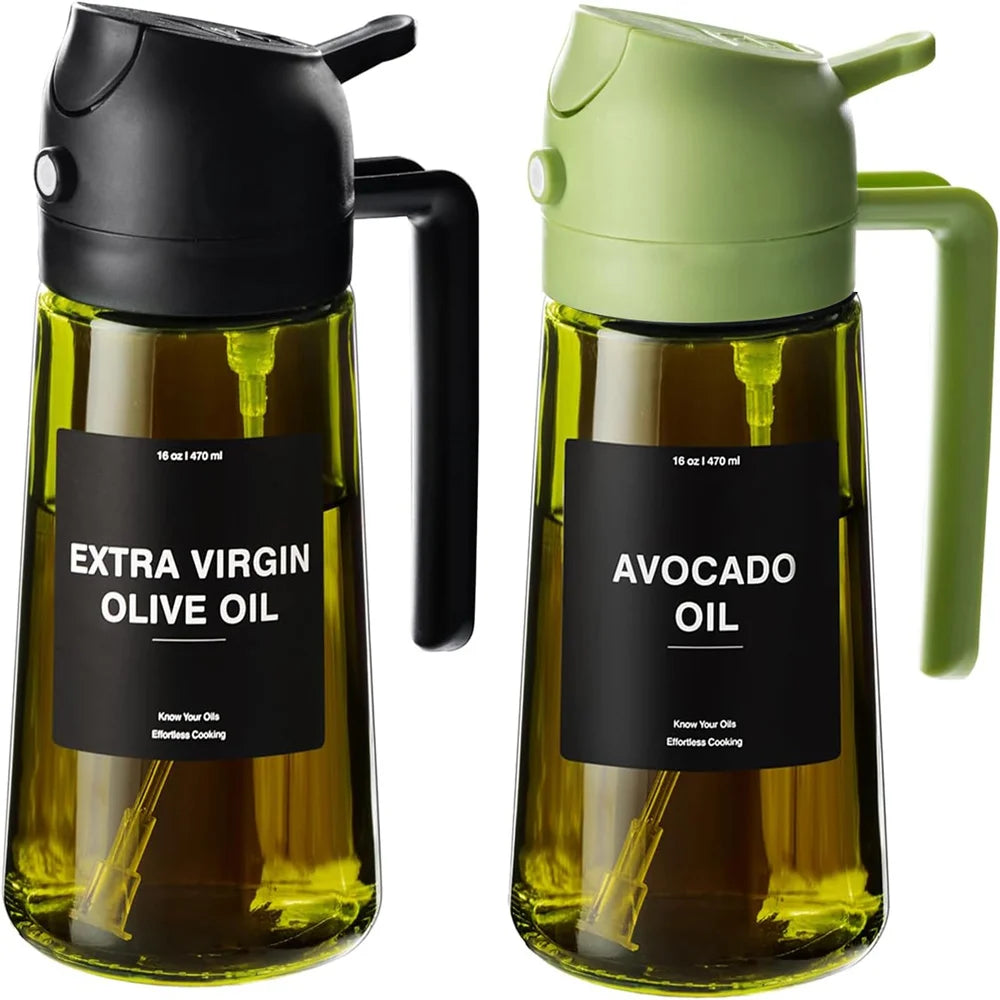 470ML 2-in-1 Glass Olive Oil Sprayer & Dispenser Bottle for Cooking