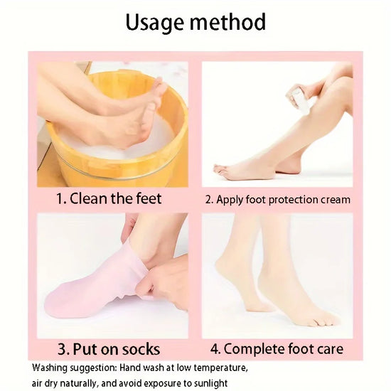 2 Pack Silicone Moisturizing Socks for Dry Cracked Feet