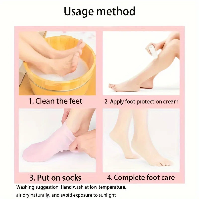 2 Pack Silicone Moisturizing Socks for Dry Cracked Feet