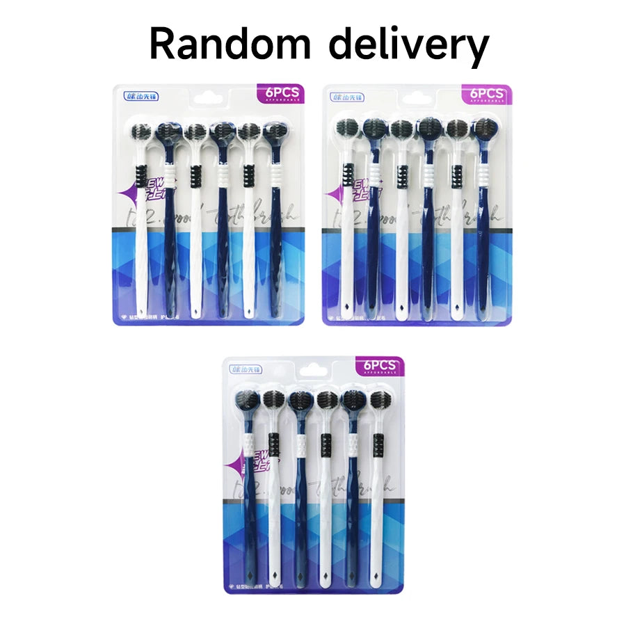 6PCS Three-Sided U-Shaped Soft Toothbrush Set for Adults