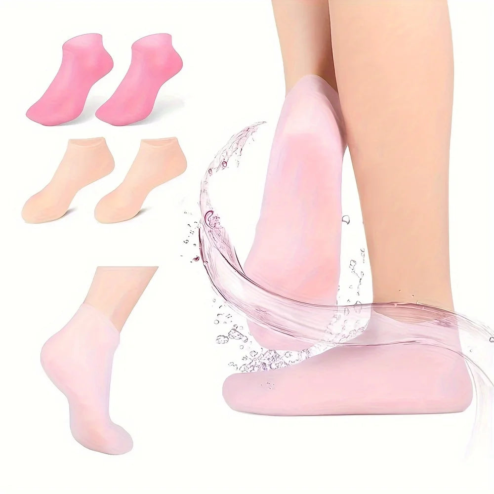2 Pack Silicone Moisturizing Socks for Dry Cracked Feet