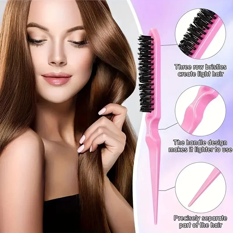 6PCS Hair Styling Brush Set with Spray Bottle, Rat Tail Comb & Edge Brush