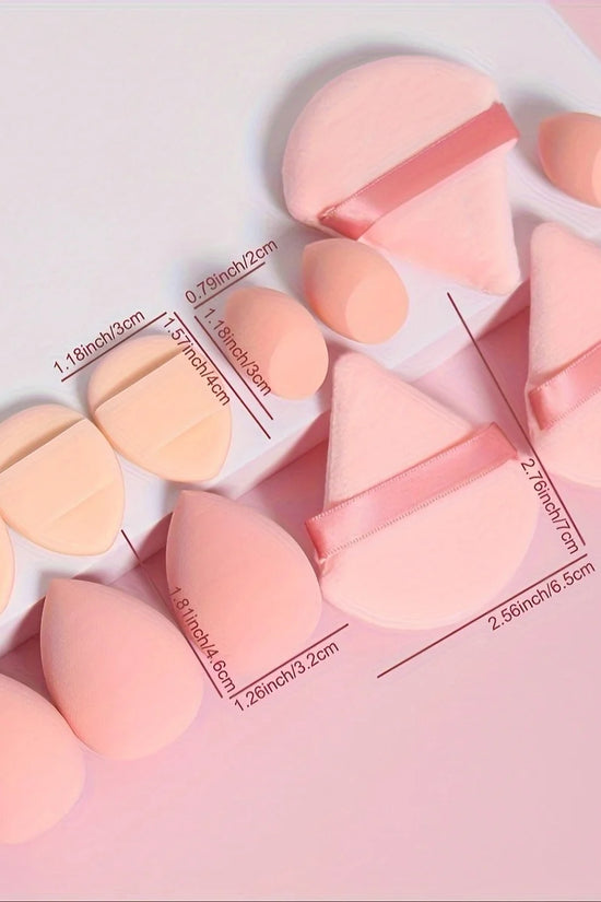 12-Piece Makeup Sponge & Powder Puff Set for Foundation & Loose Powder