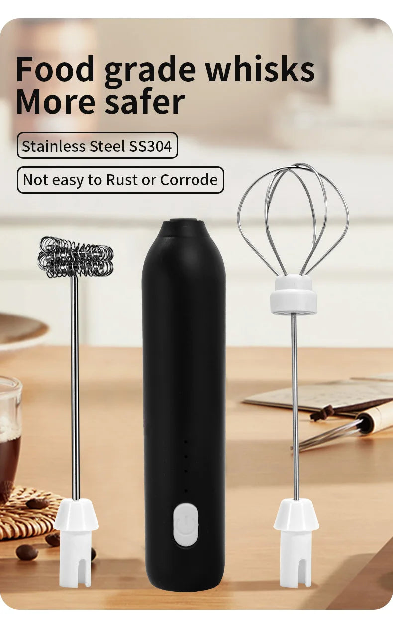 USB Rechargeable 3-Speed Handheld Milk Frother & Egg Beater