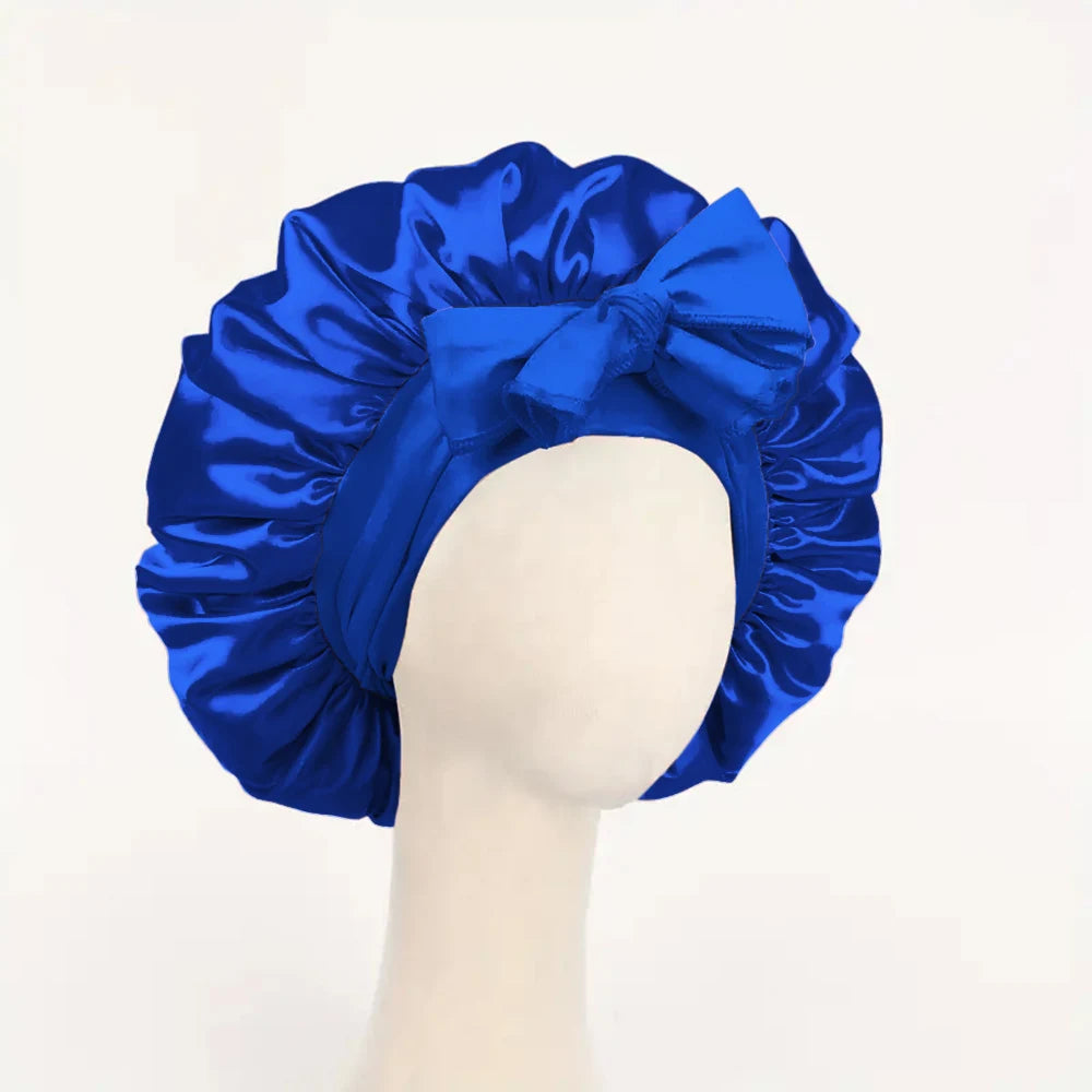 Adjustable Satin Sleep Bonnet with Tie Band for Women & Men