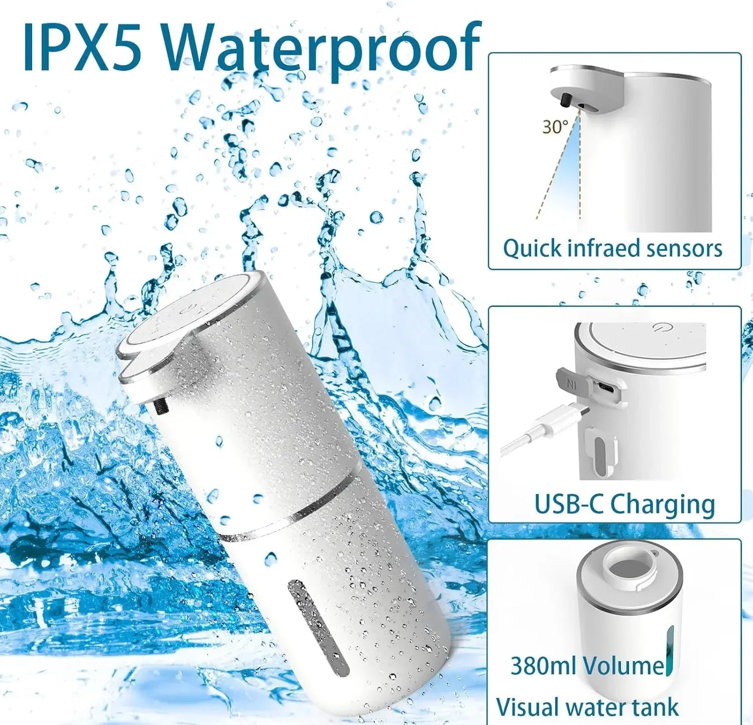 Automatic Liquid & Foam Soap Dispenser — Touchless Electric USB Rechargeable with Infrared Sensor | Hands-Free Soap Pump for Bathroom & Kitchen