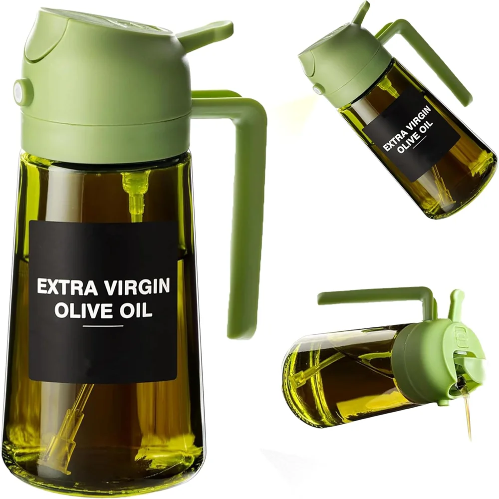 470ML 2-in-1 Glass Olive Oil Sprayer & Dispenser Bottle for Cooking