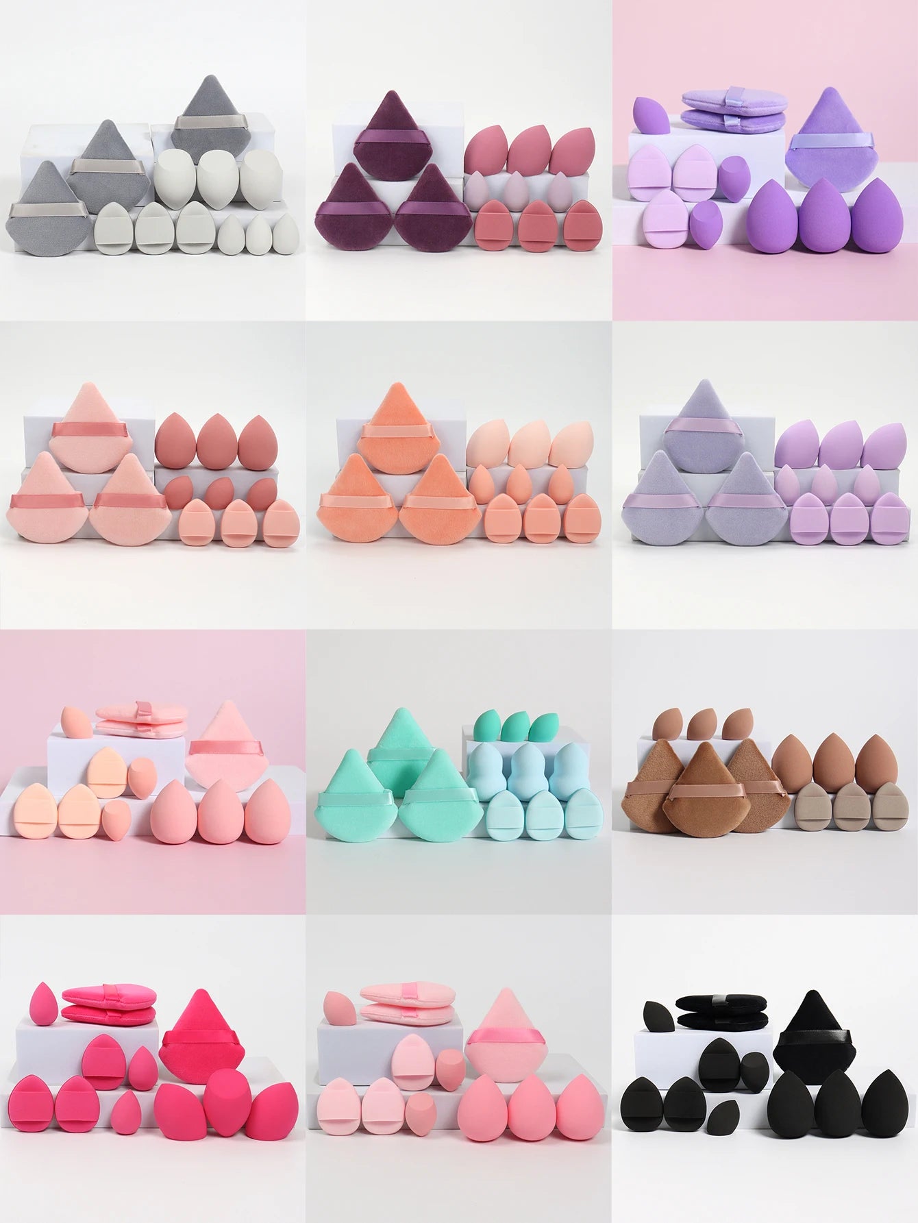 12-Piece Makeup Sponge & Powder Puff Set for Foundation & Loose Powder