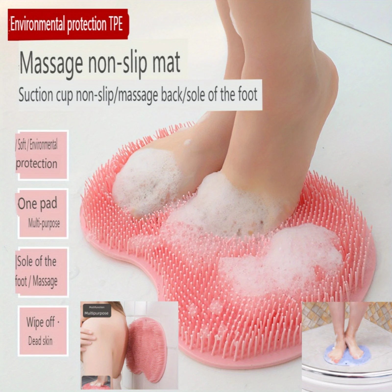 Exfoliating Foot Brush & Back Scrubber with Anti-Slip Suction Cups
