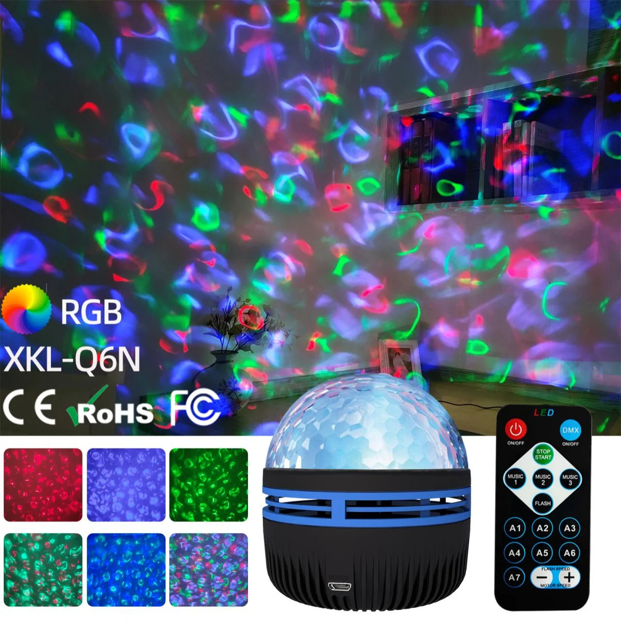 Aurora Galaxy Projector Night Light with Remote | USB 360° Rotating Lamp
