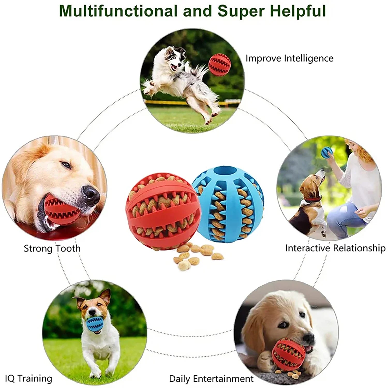 Interactive Dog Treat Feeder Chew Ball Toy