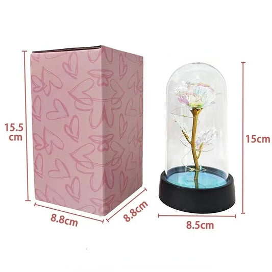 LED Eternal Rose Artificial Flower Gift for Valentine’s Day & Wedding Decor
