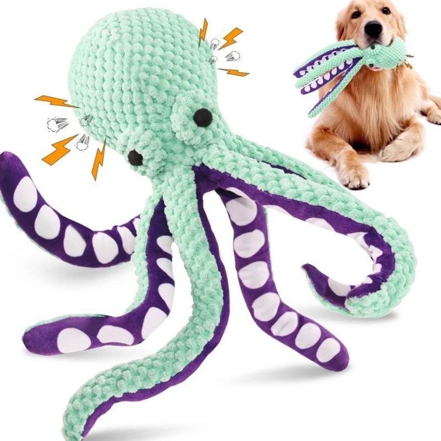 Plush Octopus Interactive Dog Toy with Squeaky Fun for Puppies & Dogs