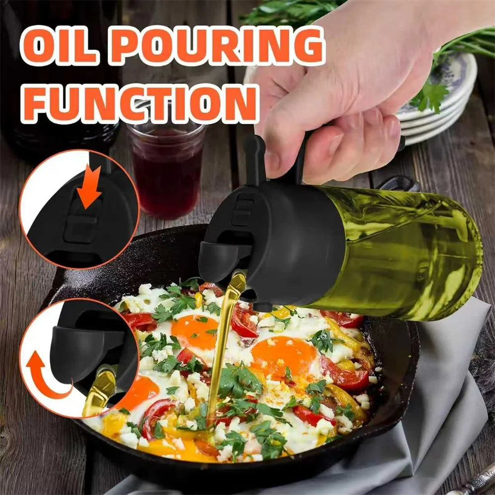 470ML 2-in-1 Glass Olive Oil Sprayer & Dispenser Bottle for Cooking
