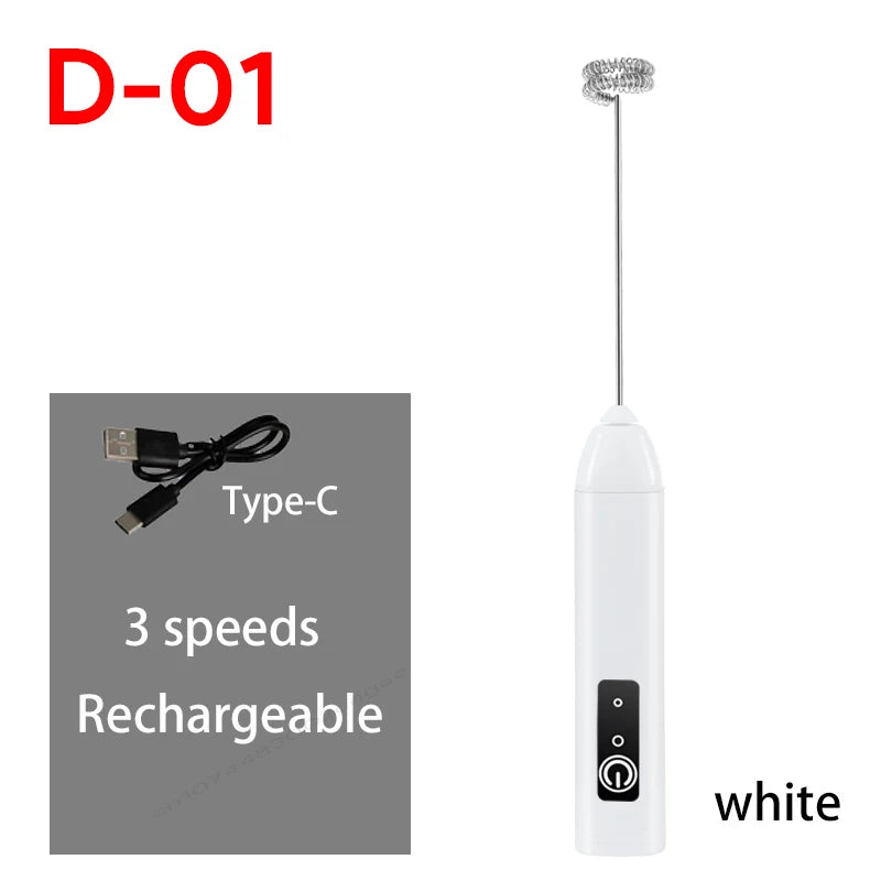 USB Rechargeable 3-Speed Handheld Milk Frother & Egg Beater