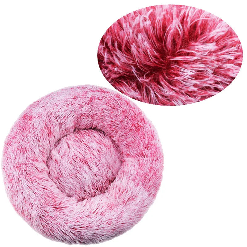 40-90CM Round Plush Pet Bed for Dogs & Cats, Soft Warm Sleeping Bed in 6 Sizes