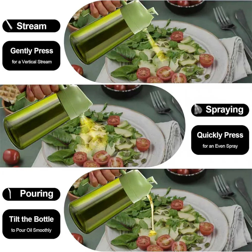 470ML 2-in-1 Glass Olive Oil Sprayer & Dispenser Bottle for Cooking