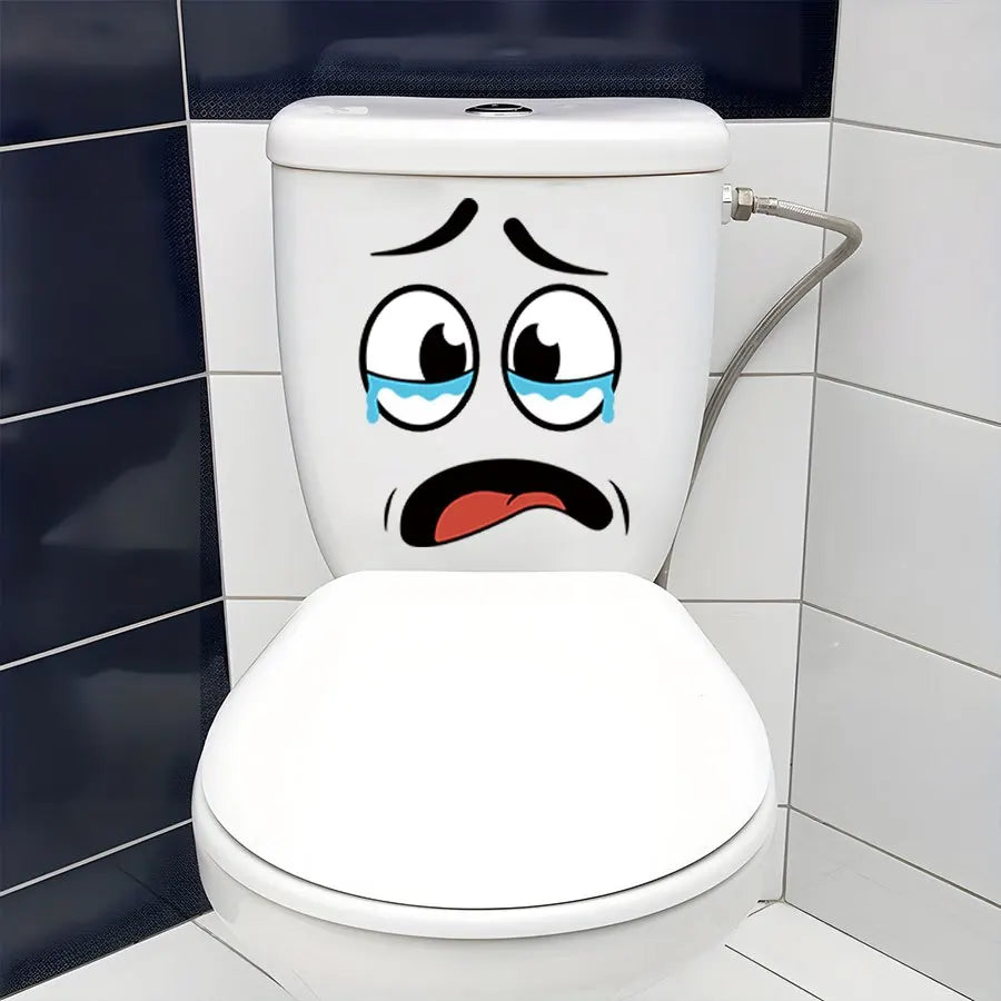 4-Sheet Cartoon Face Sticker Set for Trash Can, Toilet & Home Decor