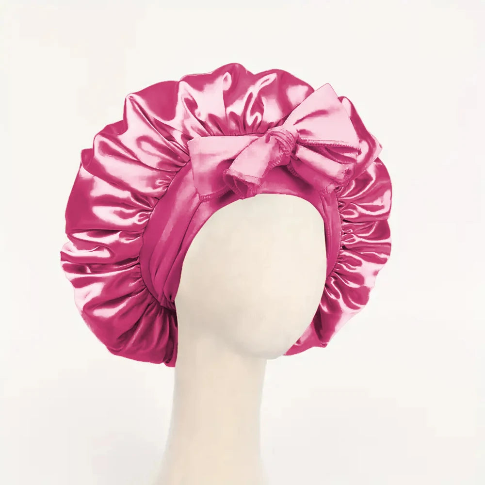 Adjustable Satin Sleep Bonnet with Tie Band for Women & Men