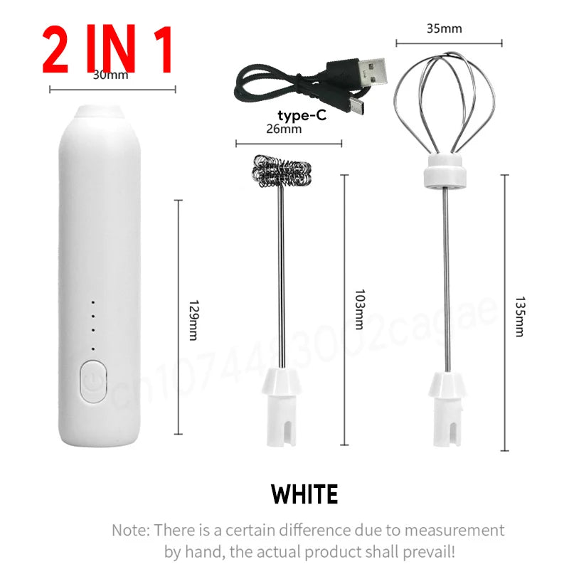 USB Rechargeable 3-Speed Handheld Milk Frother & Egg Beater