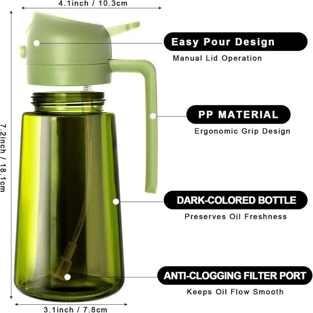 470ML 2-in-1 Glass Olive Oil Sprayer & Dispenser Bottle for Cooking