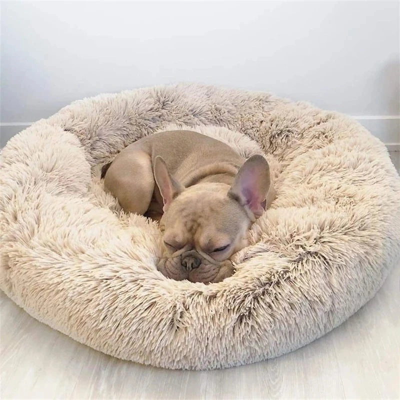 40-90CM Round Plush Pet Bed for Dogs & Cats, Soft Warm Sleeping Bed in 6 Sizes