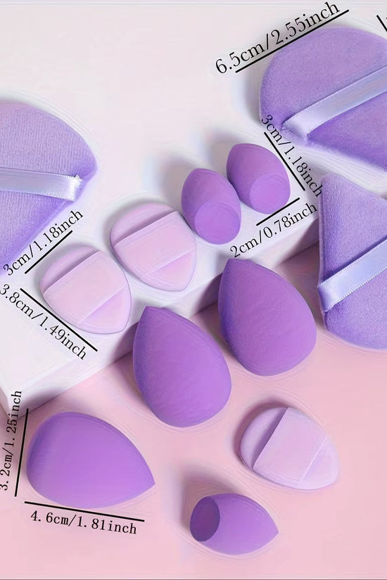 12-Piece Makeup Sponge & Powder Puff Set for Foundation & Loose Powder