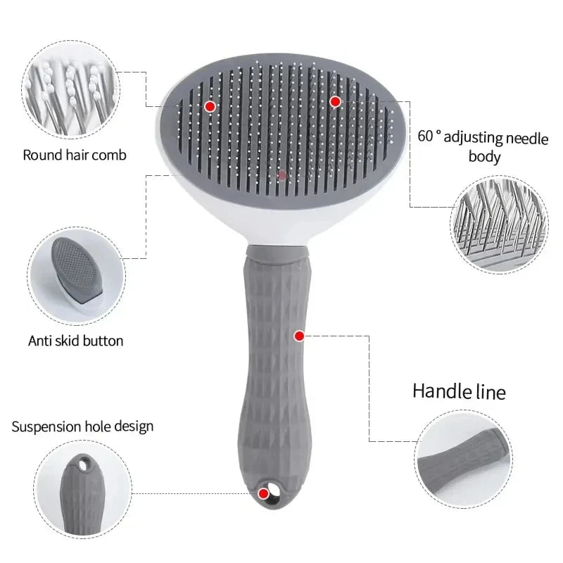 Self-Cleaning Pet Grooming Brush for Dogs & Cats Hair Removal